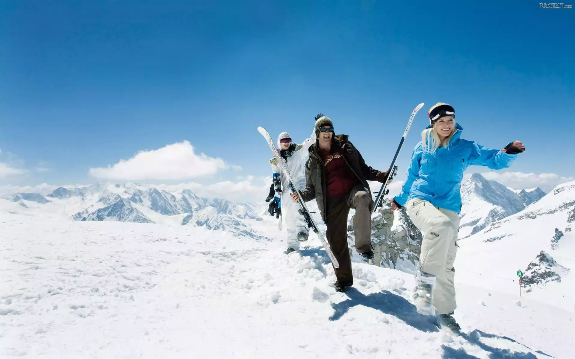 Radość, Narty, Góry, Zima, Narciarze